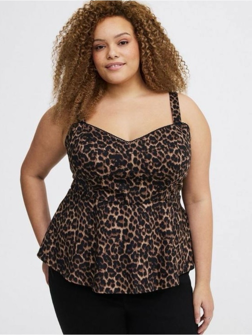 Torrid Leopard Print Sweetheart Peplum Cami Top - Size 1X - NWT!